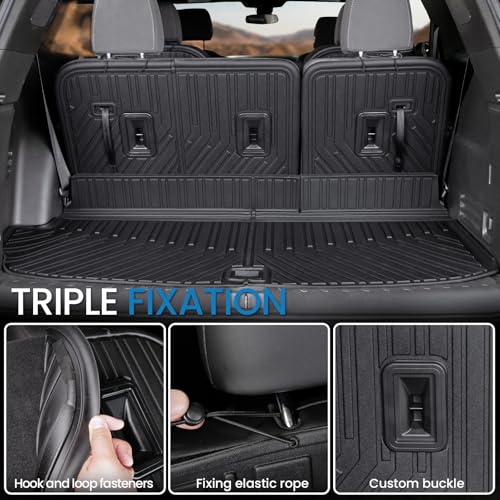 Floor Mat Cargo Mats for 2018-2022 2023 Chevrolet Chevy Traverse 7 Seats Car Mat Accessories, All Weather TPE Backrest and Lower Trunk Cargo Liner (18-23 7 Seats Set) - style: 18-23 7 Seats-Mats Set