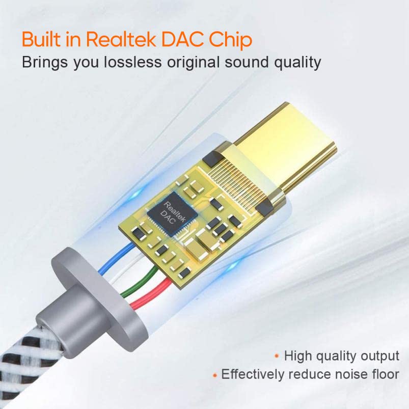 CableCreation USB C to 3.5mm Audio Adapter, Type C to Headphone Adapter, USB C to Aux 24bit/96kHz HiFi DAC Cable for iPhone 16 15 Pro Max/15 Pro/15 Plus, iPad, Galaxy S24 S23 Ultra, Pixel 9, 0.33 ft - style: USB C+3.5mm Audio (1-Port)