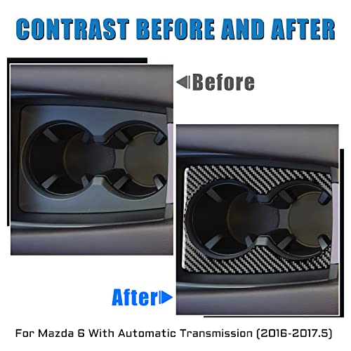 AIRSPEED for Mazda 6 2016-2017.5 with Automatic Transmission, Carbon Fiber Center Console Front Cup Holder Frame Cover Interior Trim - color: Front Cup Holder