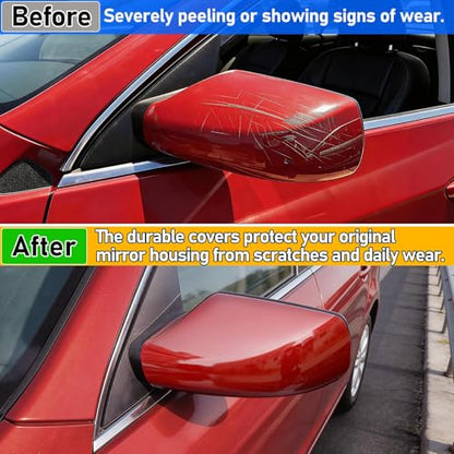 Moonlinks Mirror Cover Replacement Compatible With Nissan Altima 2.5L 2007 2008 2009 2010 2011 2012, Red Left Driver Side Clip-on Mirror Cap WITHOUT Turn Signal, Replace for 96302-JB13E (Red) - color: Left Red