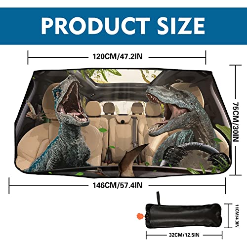 Funny Dinosaurs Car Shade Front Windshield Sun Shade Foldable Car Shade Umbrella Keep Vehicle Cool for Most Vehicles Windshield Umbrella - color: Dinosaurs