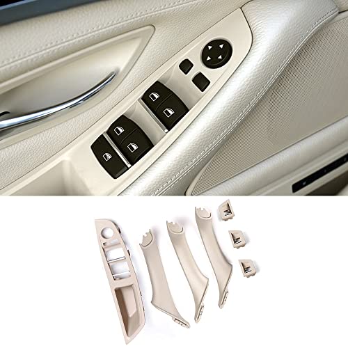 Car Door Handle Cover for BMW 5 Series F10 2011-2016 Interior Door Handles Replace Trim Cover 520i 528i 530i 535d 535i 550i (Beige White) - color: Beige white