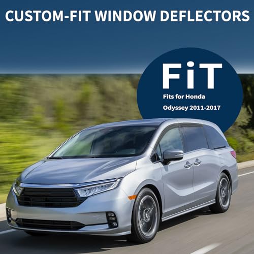 4PCS Rain Guards Fit for Honda Odyssey 2011-2017, Durable Front & Rear Window Visors Wind Deflector, Outside Mount Vent Shade Shield Accessories 2011 2012 2013 2014 2015 2016 2017 - size: For 2011-2017 Honda Odyssey