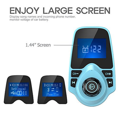 Nulaxy Bluetooth Car FM Transmitter Audio Adapter Receiver Wireless Hands-Free Car Kit W 1.44 Inch Display (F-Green) - color: Green
