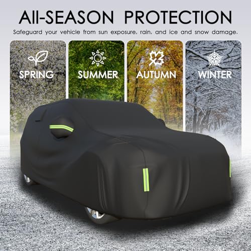 Car Cover Waterproof All Weather 10 Layers SUV Car Cover Universal 210T Heavy Duty Fit for Toyota RAV4,Honda CRV,Tesla Model Y,Chevrolet Equinox,Nissan Rogue etc.(Black,Fits SUVs up to 190") - color: Black, size: Fits SUVs up to 190"