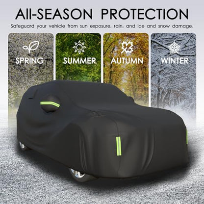Car Cover Waterproof All Weather 10 Layers SUV Car Cover Universal 210T Heavy Duty Fit for Toyota RAV4,Honda CRV,Tesla Model Y,Chevrolet Equinox,Nissan Rogue etc.(Black,Fits SUVs up to 190") - color: Black, size: Fits SUVs up to 190"