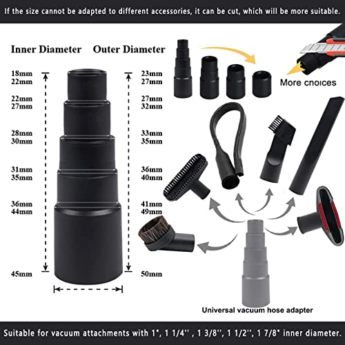 11PCS Universal Vacuum Attachment Kit Wet Dry Plastic Vacuum Hose Adapter 1-1/4" Vacuum Cleaners Accessories with Horse Hair Brush Extension Wand Flexible Crevice Tool Adapter for Shop Vac Accessories