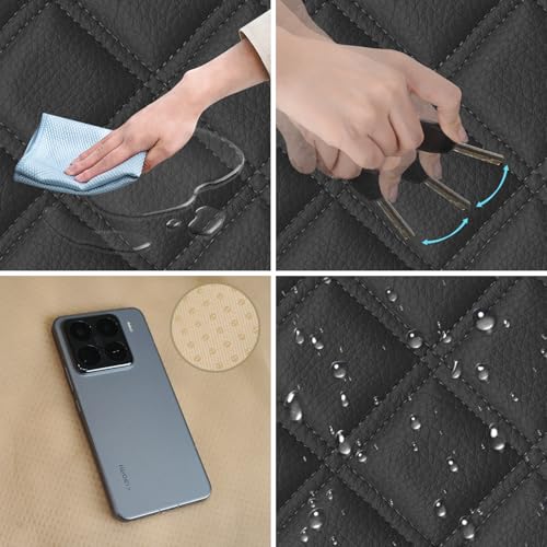 1 Pack PU Leather Quilting Front Car Seat Cover, Anti-Slip Full Wrap-Around Bottom Seat Protector Cushion with Storage Pocket, Universal Fit for Most Vehicles - color: Gray