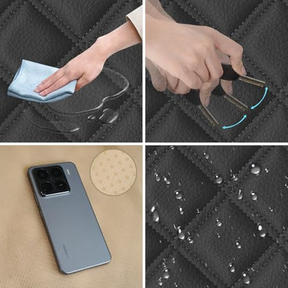 1 Pack PU Leather Quilting Front Car Seat Cover, Anti-Slip Full Wrap-Around Bottom Seat Protector Cushion with Storage Pocket, Universal Fit for Most Vehicles - color: Gray