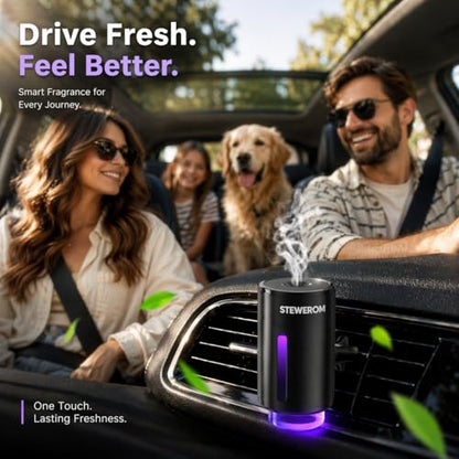 Car Air Freshener - Smart Adjustable 3-Speed Intensity, Rechargeable Humidifier Car Essential Oil Diffuser - Comes with 8 Bottles of 10ml Perfume (Black) - color: Black