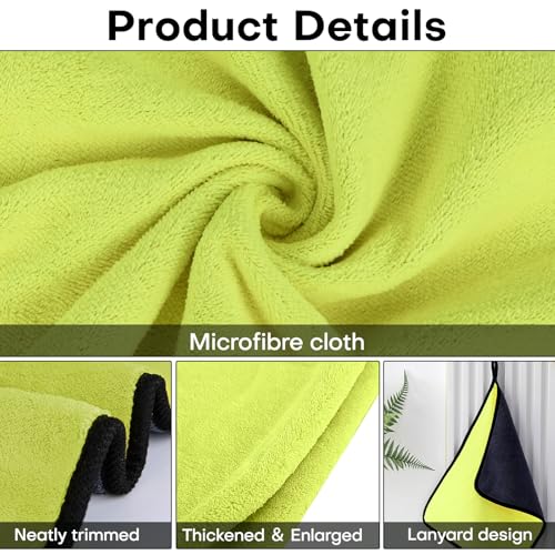 Hovom 3PCS Car Microfiber Towels, 23.62"×11.81" Lint-Free Microfiber Towels for Cars Wash Drying, Super Absorbent Cleaning Cloths, Reusable Washing & Detailing Towel, Car Cleaning Supplies (Yellow) - color: Yellow