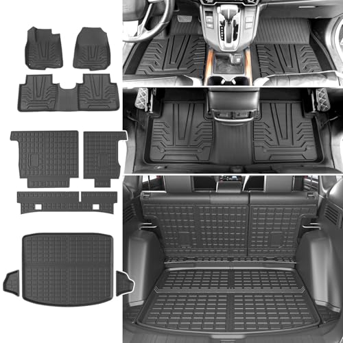powoq Fuel Floor Mat Compatible with 2017-2022 Honda CRV Trunk Mat Floor Liner TPE Cargo Mat Replacement for 2017-2022 Honda CRV Accessories (Fit 17-22 Fuel Model, Trunk+Backrest+Floor Mat) - color: Compatible with 2017-2022 Fuel CRV, size: Trunk+backrest