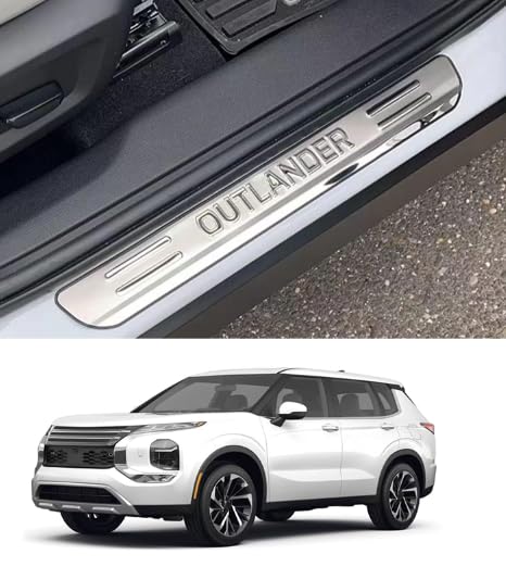 Car Door Sill Scuff Protector Accessories for Mitsubishi Outlander 2025 2023 2013-2022, Stainless Steel Door Entry Guard Plate Trim Cover, Auto Accessory Parts Kick Panels