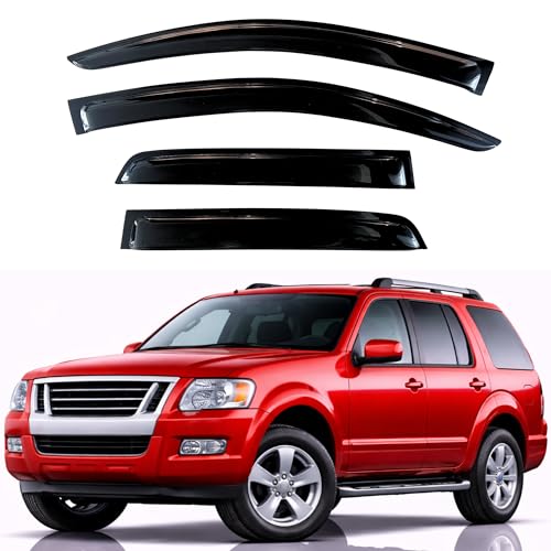 KPY Rain Guards Fit for 2002-2010 Ford Explorer (4-Door) & Mercury Mountaineer, Out-Channel Window Visors Vent Wind Deflectors 4PC, Car Accessories for 2003-2010 Lincoln Aviator - size: 2002-2010 Explorer/Mountaineer