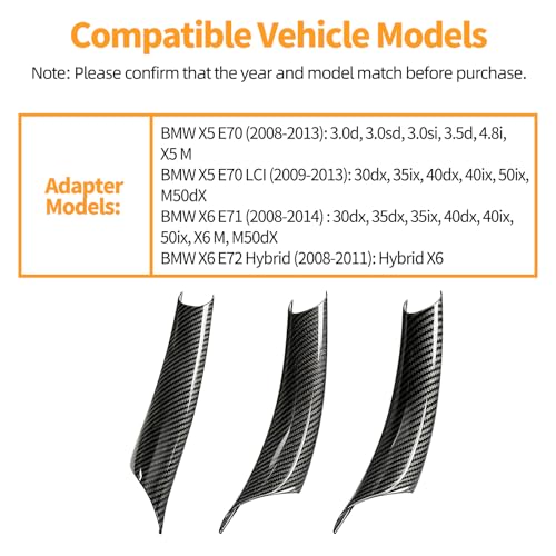 3 PCS Door Handle Covers Compatible with BMW X5 E70 2008-2013, X6 E71/E72 2008-2014 Accessories, Front Rear Left Right Side Inner Door Pull Handle Cover, Carbon Fiber Pattern - color: Carbon Fiber Pattern