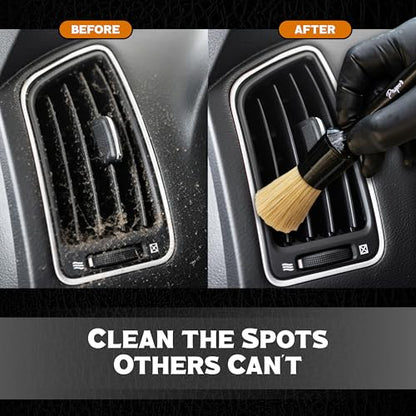 Premium Car Detailing Brush Set - Complete 6 Pack Kit - 2 Boar's Hair, 2 Ultra Soft, 2 Synthetic Bristles - Car Detail Brush for All Surfaces, Leather Seats, Air Vents, Wheels & Emblems, and More - color: Multi 6 Pack