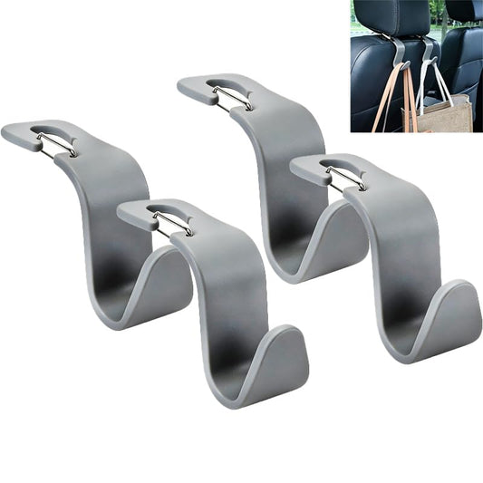 Car Seat Headrest Hooks, Car Organizer Hanger Storage Hooks for Handbags Purses Groceries Backpack Coat 4 Pack (Gray) - color: Gray
