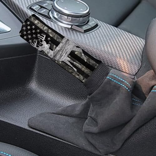 KEIAHUAN 2 Piece Car Gear Shift Knob Cover + Handbrake Sleeve Cover Washable Neoprene Cloth Car Interior Accessories Universal Fits for SUV,Sedan,Van, American Flag Deer Camo Hunting - color: American Flag Deer Camo Hunting