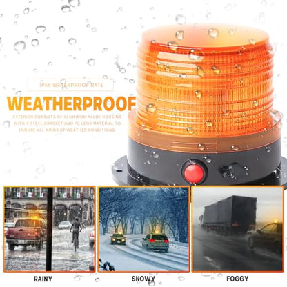 2-Pcs Battery Operated Amber Warning Beacon Light w/Magnetic Base, Portable Rechargeable Mini Roadside Roof Top Plow LED Strobe Emergency Flash Mail Lights for Trucks/Trailer/Vehicle - color: 2 amber
