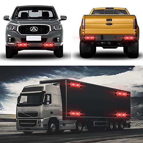 12-24V 20-LED Super Bright Emergency Strobe Warning Caution Hazard Construction Waterproof Flashing Strobe LED Light Bar Surface Mount for Car Truck SUV Van (Red) - color: Red