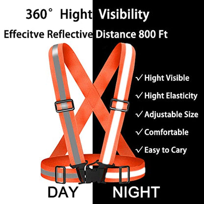 High Visibility Reflective Vest Safety Vest Running Reflective Gear Adjustable Reflective Vest for Walking,Jogging,Hiking,Night Cycling - color: Orange