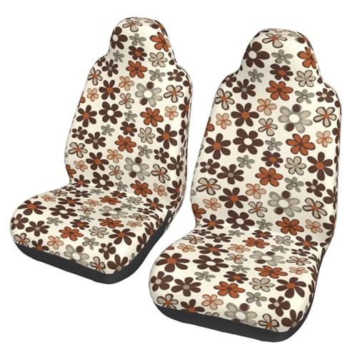 Brown Daisy Floral Car Seat Cover - Non-Slip Protector, Universal Fit for Van, Truck, SUV - Machine Washable, Hippie Daisies Flower Automotive Cover - color: Brown Daisy