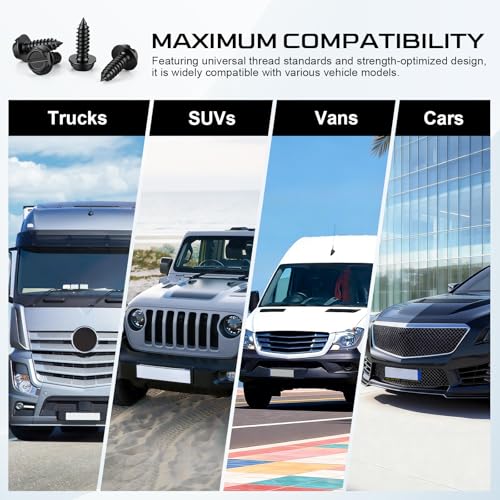 LivTee Rustproof License Plate Screws for Securing License Plates Frames and Covers on Cars and Trucks, 8 Sets Premium Stainless Steel Self Tapping Mounting Bolts (Black Zinc Plated) - color: Slotted-Black, size: 8 Pack