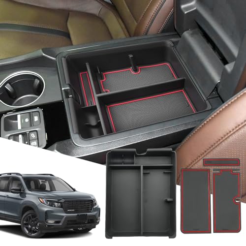 SXCY for 2026 Passport 2024 2025 2026 Honda Ridgeline Center Console Organizer for Honda Ridgeline 2024 2025 2026 Console Tray 2026 Passport Accessories 2024-2026 Ridgeline Console Organizer(red) - color: red