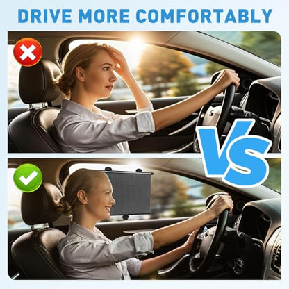Car Window Shades for Baby, 2 Pack Retractable Side Window Sun Shade with Suction Cups, Blocks UV Rays & Heat Glare Protection, Roller Sunshade for Kids, Pets, and Car Passengers (15x17 Inch)