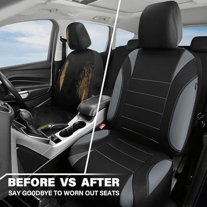 CAR PASS Waterproof Car Seat Covers Full Sets, Universal Fit Seat Covers for Cars, EVA Neoprene Seat Cover Set Full Sets, Interior Covers for Auto SUV,Vans,sedans, Trucks,(Black and Gray) - color: Black and Gray Full Sets
