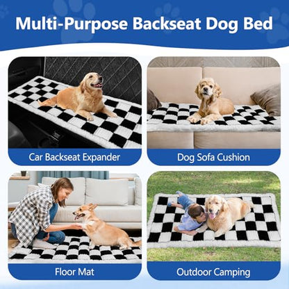 Thickened Dog Bed for Car Back Seat, Upgraded Bottom Non-Slip, Fits Hard Bottom car seat Cover for Dogs, Premium Mixed Color, Dog Car Seat Cover(White-Black) - color: White-Black
