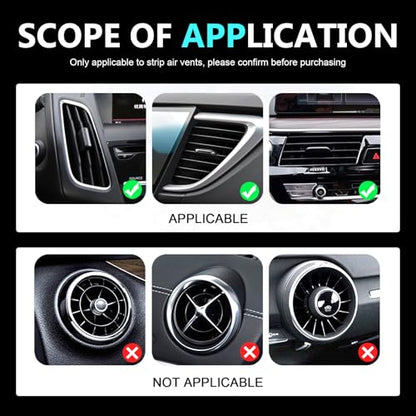 10PCS Bling Car Vent Outlet Trim, Rhinestone Car Air Conditioner Vent Decoration Strip, Shining Cuttable DIY Interior Trim for Women Girls, Universal for Most Vehicles (White)