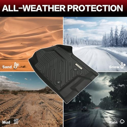 All Weather Floor Mat for 2014-2018 Chevy Silverado/GMC Sierra 1500 Crew Cab, 2015-2019 SLV/SRA 2500 3500 HD,TPE Car Mat Full Set 1st & 2nd Row All Weather Anti-Slip Waterproof Odorless - size: Chevy, style: 14-18 Chevy Silverado/GMC Sierra 1500 Crew Cab