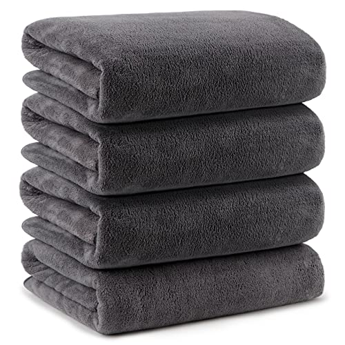 Orighty Bath Towels Pack of 4(27’’ x 54’’) - Soft Feel Bath Towel Sets, Highly Absorbent Microfiber Towels for Body, Quick Drying, Microfiber Towel for Sport, Yoga, SPA, Fitness - Grey - color: Grey, size: 4 Pack Bath Towels