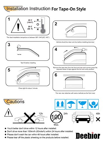 94059 Side Window Deflector Visor Rain Guard,Tape-on Shatterproof Dark Smoke,4pc window Shades fit for 2001-2012 Ford Escape, 2008-2011 Mazda Tribute, 2005-2011 Mercury Mariner - size: 4pcs 2001-2012 Escape (Outside Mount)