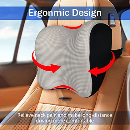 Ultra Soft Car Headrest Pillow, Car Pillow for Driving with Adjustable Strap, 100% Memory Foam Neck Cushion, Breathable Removable Cover & Ergonomic Design - Car Neck Pillow(Moonlight-Silver, 1PC) - color: Silver