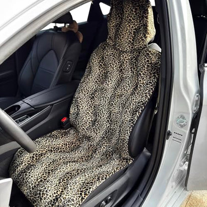Universal Cloth Car Seat Covers Full Set with Buckle Fastening, Water-Resistant Fabric Auto Interior Protector – Fits Most Cars, SUVs, Trucks (Leopard) - style: leopard