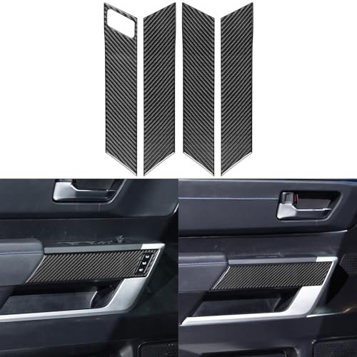NVCNX Real Premium Carbon Fiber for Toyota Tundra 2022-2026 / Sequoia 2023-2026 2024 2025 Door Armrest Panel Cover Interior Trim Accessories Overlay Sticker 4PCs with Seat Memory not for Extended Cab - color: Door Armrest Panel Trim - with Seat Memory