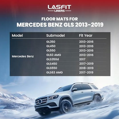 LASFIT Cargo Mat & Backrest Mats Fits for Mercedes Benz GLS 2017-2019 350d / 450/550 / 63 AMG, GL 2013-2016 350/450 / 550/63 AMG, All Weather TPE Trunk Mat for GL&GLS Cargo Liner with Seatback - size: 2013-2019 | For Mercedes Benz GLS | Cargo Mat