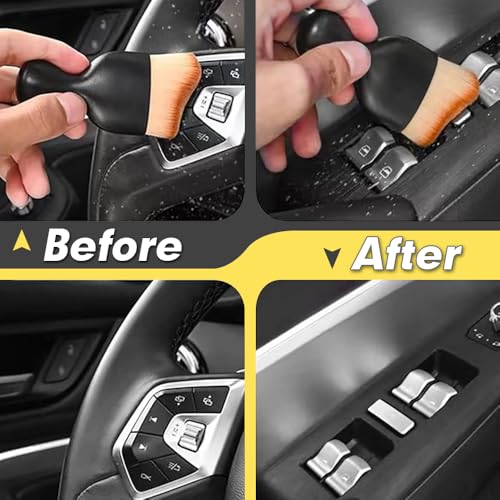 Car Interior Detailing Brush,Soft Bristle Cleaning Brush Car Detailing Brush Dusting Brush,Car Interior Cleaning Tool,Auto Detail Brush Car Dash Duster Brush (Brown) - color: Without Cover