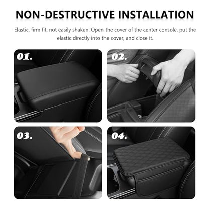 Stacool Upgraded Car Center Console Cover,Microfiber Leather Car Armrest Cover Cushion with 2 Storage Bags,Universal Car Armrest Storage Box (Gray) - color: Gray