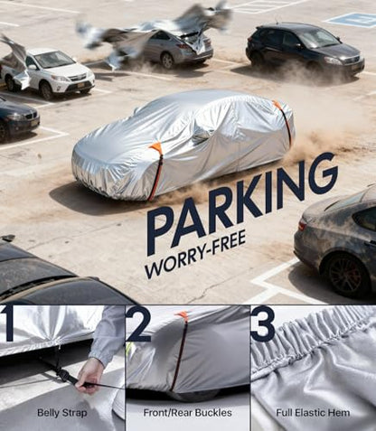 Wigoo Tesla Model 3 Car Cover Accessories (2017–2026), Custom Fit All-Weather Outdoor, Waterproof UV Sun & Heat Protection, Ventilated Design, Windproof, Smooth Paint-Safe Lining, Charging Port Zipper - size: For Tesla Model 3 (2017-2026)