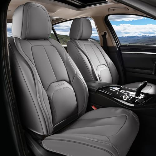 Coverado Seat Covers, Car Seat Covers Front Seats, Premium Nappa Leather Seat Covers for Cars, Waterproof Car Seat Protector with Lumbar Support, Front Seat Covers Universal Fit for Most Cars (Gray) - color: A-Gray, size: Front
