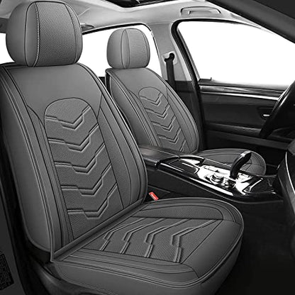 AOOG Leather Car Seat Covers Universal fit Most Sedans SUV Trucks, (Full Set, Grey) - color: GREY, size: FULL SET