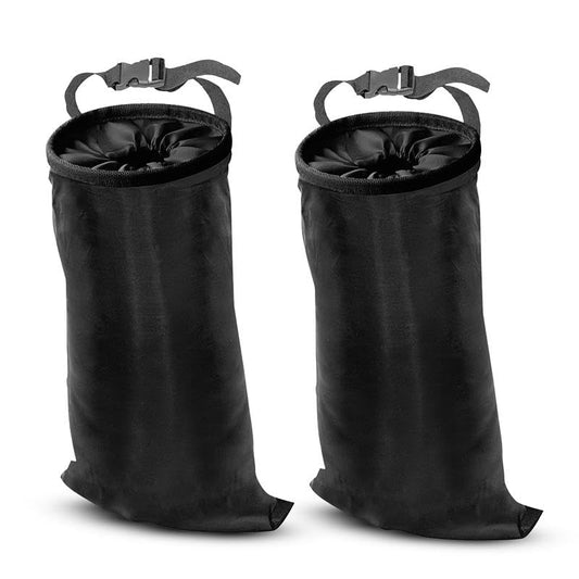 EcoNour 2 Pack Car Trash Bag | Washable Back Seat Hanging Bag with Elastic Opening & Easy Mount | Garbage Can with Waterproof Oxford Material | Accessories for Camping, Traveling & Outdoor - color: Black
