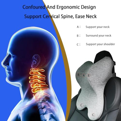 Car Neck Pillow for Driving Gaming Chair Headrest Pillow Office Chair Neck Pillow Ergonomic Design Double Straps Design Suitable for Different Heights - color: Medium Grey