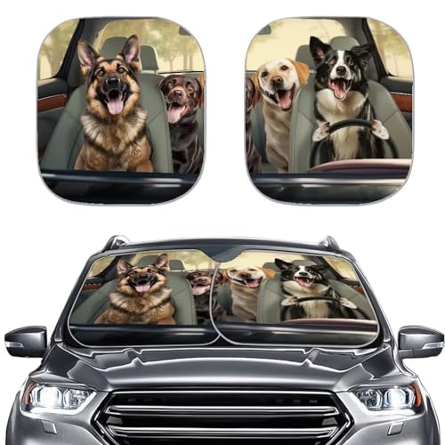 AFPANQZ Dog Cool Pattern Car Windshield Sun Shades Visor Car Front Rear Window Cover Sunshade UV Protector Universal Fit Sun Blocks Window Pop Up Folding Sunshades - color: Dog Cool Pattern