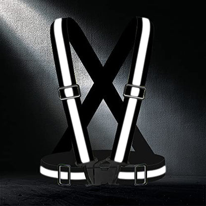 High Visibility Reflective Vest Safety Vest Running Reflective Gear Adjustable Reflective Vest for Walking,Jogging,Hiking,Night Cycling - color: Black