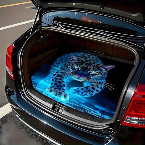 Universal Car Trunk Mat 29" x 39", Blue Cheetah Pattern All Weather Trunk Protection Cargo Liner, Durable Cargo Mat Rear Trunk Liner, Stylish Vehicle Interior Accessories Suitable for Most Car Models - color: Blue Cheetah Pattern