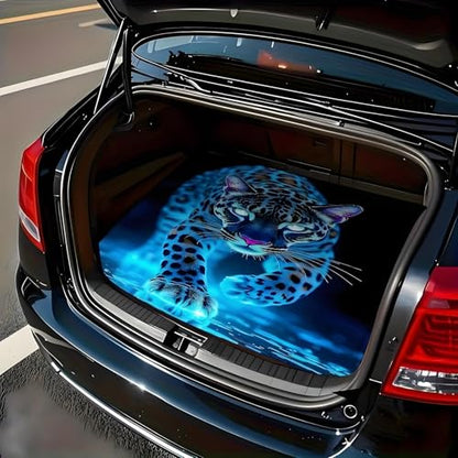 Universal Car Trunk Mat 29" x 39", Blue Cheetah Pattern All Weather Trunk Protection Cargo Liner, Durable Cargo Mat Rear Trunk Liner, Stylish Vehicle Interior Accessories Suitable for Most Car Models - color: Blue Cheetah Pattern